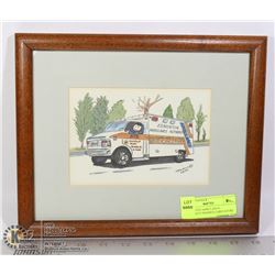 EDMONTON AMBULANCE AUTHORITY FRAMED CARICATURE