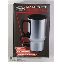 NEW 14-OZ STAINLESS STEEL HEATED TRAVEL MUG