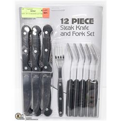 NEW 12PC STEAK KNIFE & FORK SET