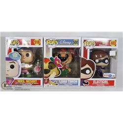 THREE DISNEY/ PIXAR FUNKO POPS