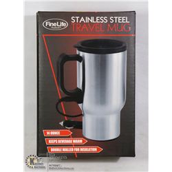 NEW 14-OZ STAINLESS STEEL HEATED TRAVEL MUG