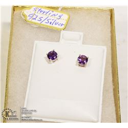 NEW STERLING 925 SILVER STUD PURPLE ORIGINAL