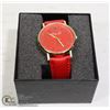 Image 1 : NEW JING YI LADIES WATCH. RED LEATHER STRAP IN
