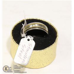 NEW STAINLESS STEEL RING SIZE 11, IN GOLD TONE BOX
