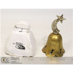 2 METAL HAND BELLS