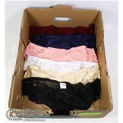 LOT OF 6 NEW WOMENS LACEY THONGS ASSORTED COLOURS