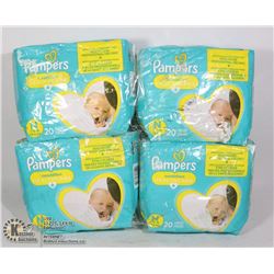 4 PACKS OF PAMPERS SWADDLERS SIZE N