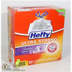 80 COUNT BOX OF HEFTY ULTRA STRONG LAVENDER