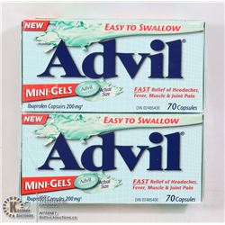 TWO BOTTLES OF ADVIL MINI-GELS PAIN RELIEVER