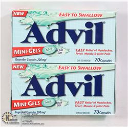 TWO BOTTLES OF ADVIL MINI-GELS PAIN RELIEVER