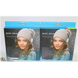 PAIR OF MUSIC WEAR WIRELESS MUSICAL BEANIES BLACK