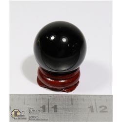 #86-BLACK OBSIDIAN ASPHERE BALL/ STAND 29mm