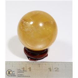 #103-NATURAL CITRINE SPHERE BALL/ STAND 40mm