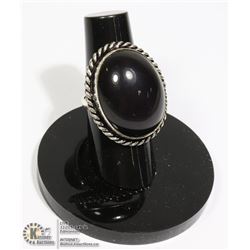 #82-NATURAL BLACK OBSIDIAN RING/ SIZE 6