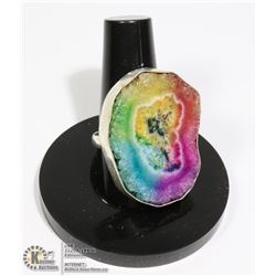 #14-RAINBOW SOLAR QUARTZ RING SIZE 8