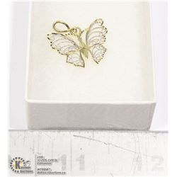 10K GOLD 2-TONE BUTTERFLY PENDANT 2CM