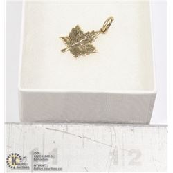 10K SOLID GOLD MAPLE LEAF PENDANT 2CM