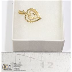 10K GOLD TRIPLE HEART PENDANT 2CM
