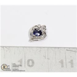 SILVER CREATED SAPPHIRE (NO CHAIN)