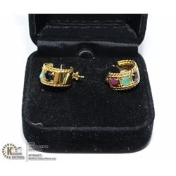 PAIR OF MULTI-STONE VINTAGE EARRINGS IN BOX