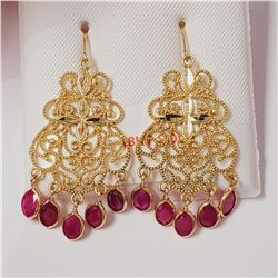 18K YELLOW GOLD BURMA RUBY(2.4CT)  EARRINGS
