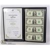Image 1 : UNCUT SHEET OF 4 USA DOLLAR BILLS WITH COA