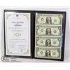 Image 1 : UNCUT SHEET OF 4 USA DOLLAR BILLS WITH COA
