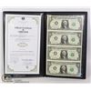 Image 1 : UNCUT SHEET OF 4 USA DOLLAR BILLS WITH COA
