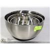 Image 1 : SET OF 3 ST. STEEL MIXING BOWLS WITH VOLUME CHART