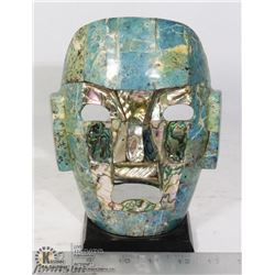 MAYAN DEATH MASK /W ABALONE SHELL & TURQUOISE
