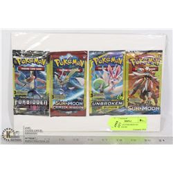 FOUR SEALED POKEMON 3 CARD PACKS