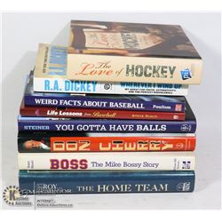 COLLECTION OF 8 HOCKEY & BASEBALL BOOKS
