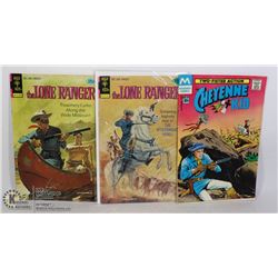 THREE COMICS - 25 CENT LONE RANGER (X2) & CHEYENNE