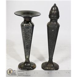 VIKING SILVER PLATE CANDLE HOLDER & SALT/PEPPER