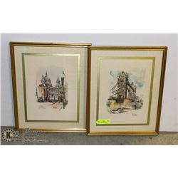 2 PC WATERCOLOR SIGNED JAN KORTHAIS. PROF FRAMED