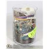 Image 1 : GLASS VASE OF ASSORTED VINTAGE JEWELRY