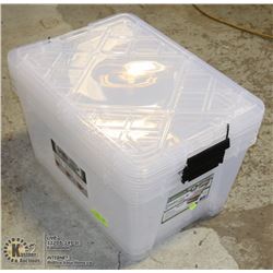 3 NEW INSTAVIEW 45 L LOCKING CONTAINERS W/ LIDS