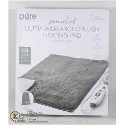 PURE RELIEF ULTRA-WIDE MICROPLUSH HEATING PAD