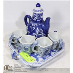 SAKE CERAMIC TEA SET WITH TRAY