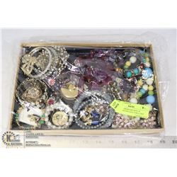 LARGE CARDBOARD BOX OF ASSORTED VINTAGE JEWELRY