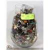 Image 1 : LARGE GLASS VASE OF ASSORTED VINTAGE JEWELRY