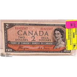 1954 DEVILS FACE CANADA $2 BANKNOTE B/B PREFIX