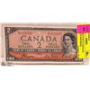 Image 1 : 1954 DEVILS FACE CANADA $2 BANKNOTE B/B PREFIX