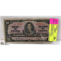 1937 KING GEORGE VI $10 BANKNOTE COYNE/TOWERS