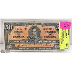 1937 KING GEORGE VI $50 BANKNOTE GORDON/TOWERS