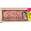 Image 1 : 1954 HIGH GRADE MODIFIED $2 BANKNOTE P/U PREFIX