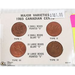 1965 CANADA PENNY VARIETIES INC SCARCE LBP5