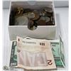 Image 1 : MIXED COIN COLLECTION IN BOX WITH COINS & NOTES