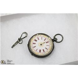 C.1860 KEY WIND SILVER ANTIQUE POCKET WATCH