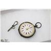 Image 1 : C.1860 KEY WIND SILVER ANTIQUE POCKET WATCH